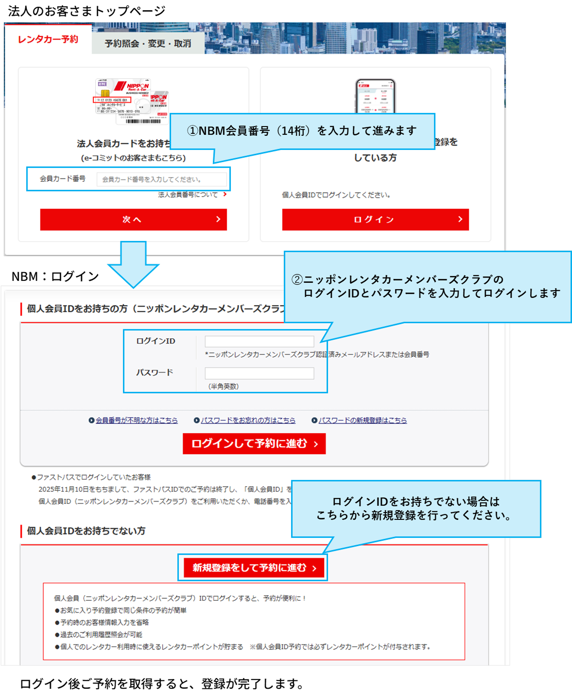 個人会員IDログインのご利用方法